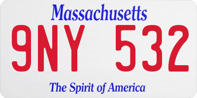 MA license plate 9NY532