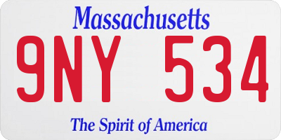 MA license plate 9NY534