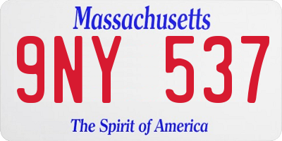 MA license plate 9NY537