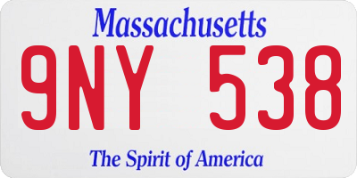 MA license plate 9NY538