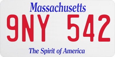 MA license plate 9NY542