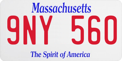 MA license plate 9NY560