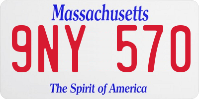 MA license plate 9NY570
