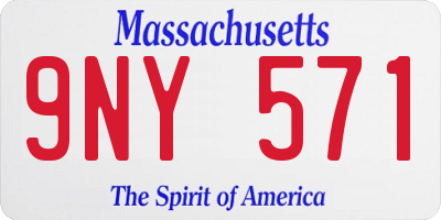 MA license plate 9NY571