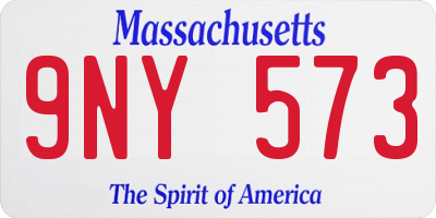 MA license plate 9NY573