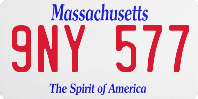 MA license plate 9NY577