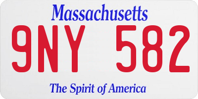 MA license plate 9NY582