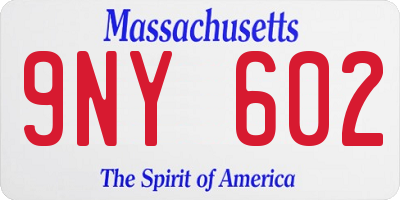 MA license plate 9NY602