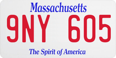 MA license plate 9NY605