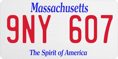 MA license plate 9NY607