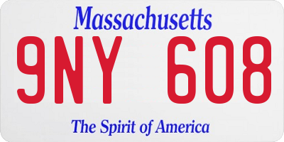 MA license plate 9NY608