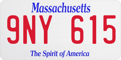MA license plate 9NY615