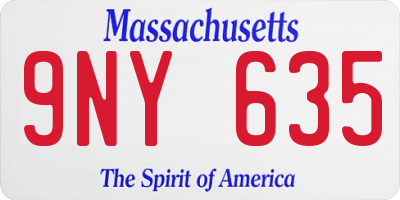 MA license plate 9NY635