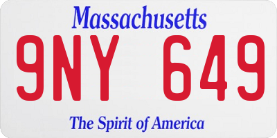 MA license plate 9NY649