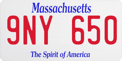 MA license plate 9NY650