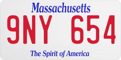 MA license plate 9NY654