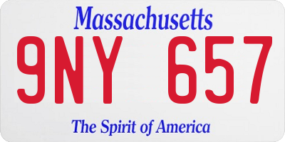MA license plate 9NY657