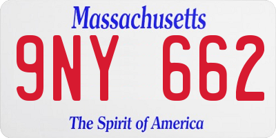 MA license plate 9NY662