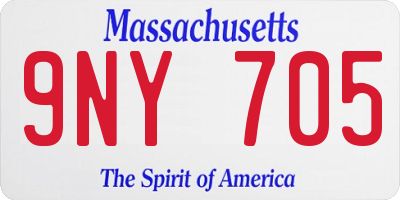 MA license plate 9NY705