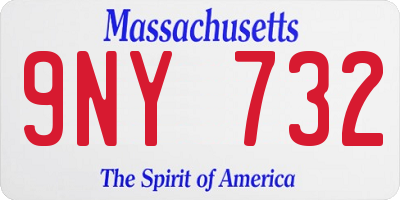 MA license plate 9NY732