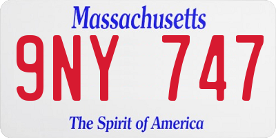 MA license plate 9NY747