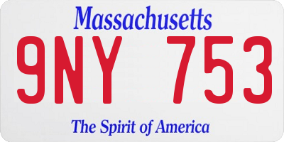 MA license plate 9NY753