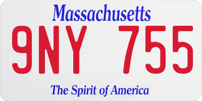 MA license plate 9NY755