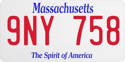 MA license plate 9NY758