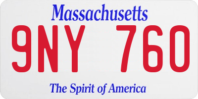 MA license plate 9NY760