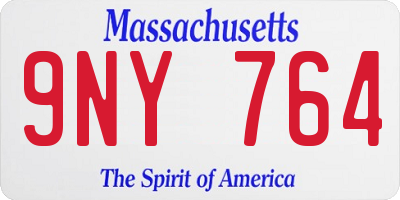 MA license plate 9NY764