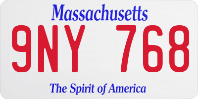 MA license plate 9NY768