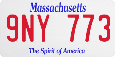 MA license plate 9NY773