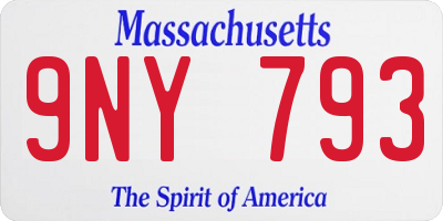 MA license plate 9NY793