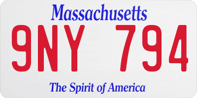 MA license plate 9NY794