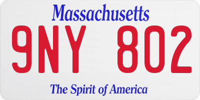 MA license plate 9NY802