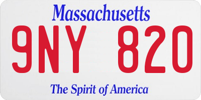 MA license plate 9NY820