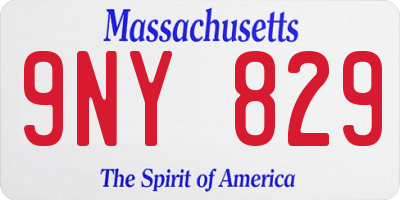 MA license plate 9NY829
