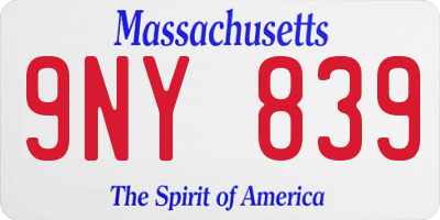 MA license plate 9NY839