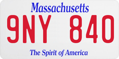 MA license plate 9NY840