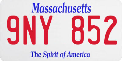 MA license plate 9NY852