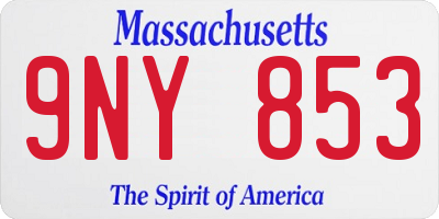 MA license plate 9NY853