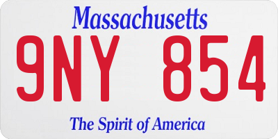 MA license plate 9NY854