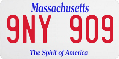 MA license plate 9NY909