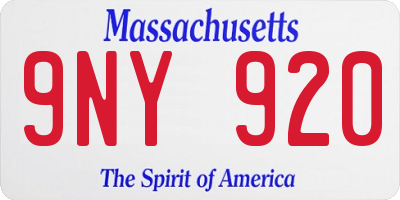 MA license plate 9NY920