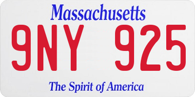 MA license plate 9NY925