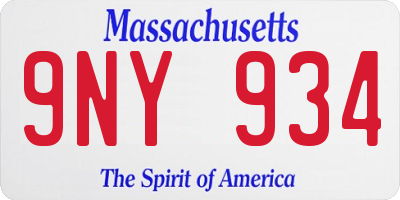 MA license plate 9NY934