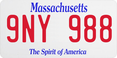 MA license plate 9NY988