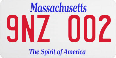 MA license plate 9NZ002