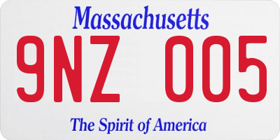 MA license plate 9NZ005