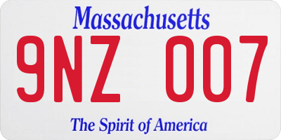 MA license plate 9NZ007
